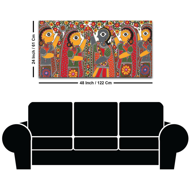 Decorative Indian Village Marriage Canvas Wall Painting