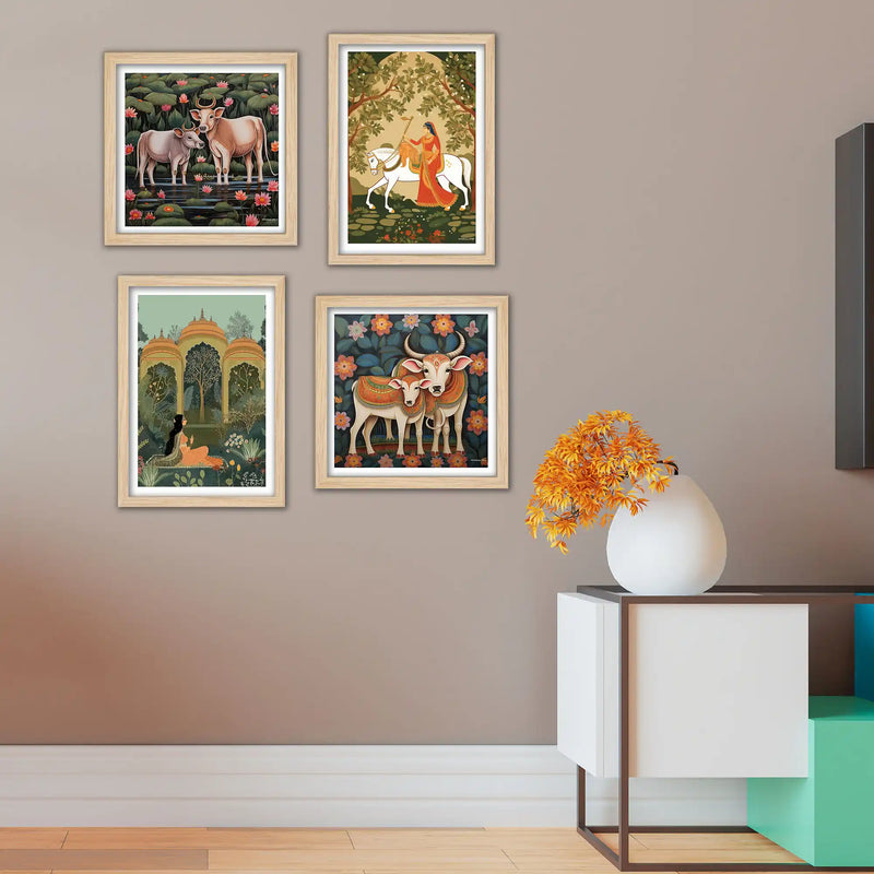 Decorative Indian Wall Art Frame Set of 4