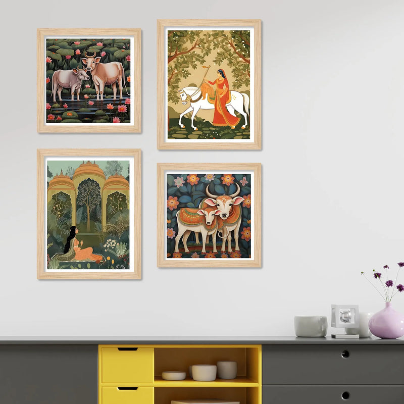 Decorative Indian Wall Art Frame Set of 4