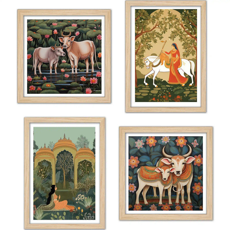 Decorative Indian Wall Art Frame Set of 4