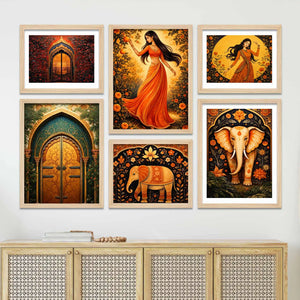 Decorative Indian Wall Art Frame Set of 6
