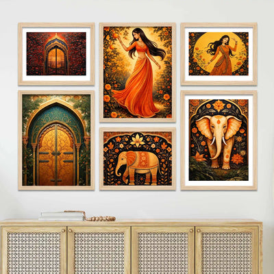 Decorative Indian Wall Art Frame Set of 6