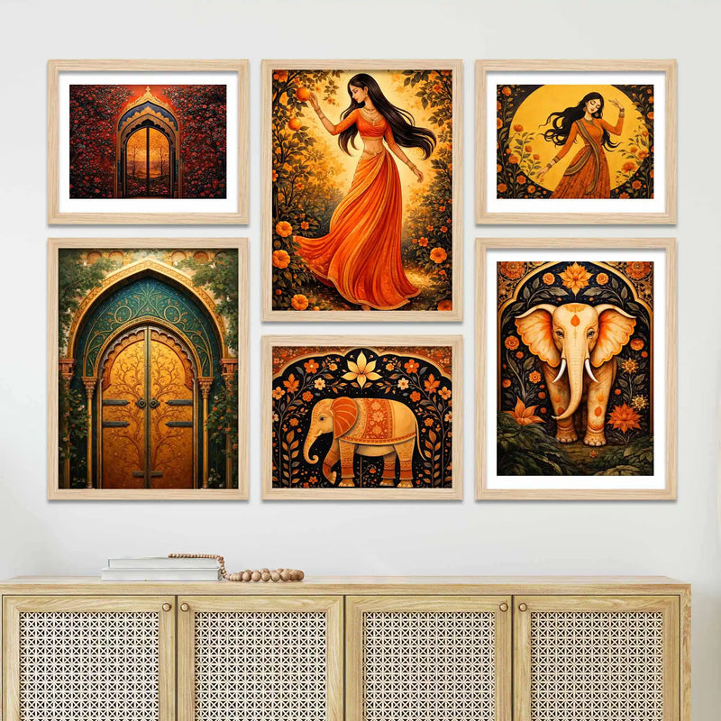 Decorative Indian Wall Art Frame Set of 6