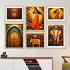 Decorative Indian Wall Art Frame Set of 6