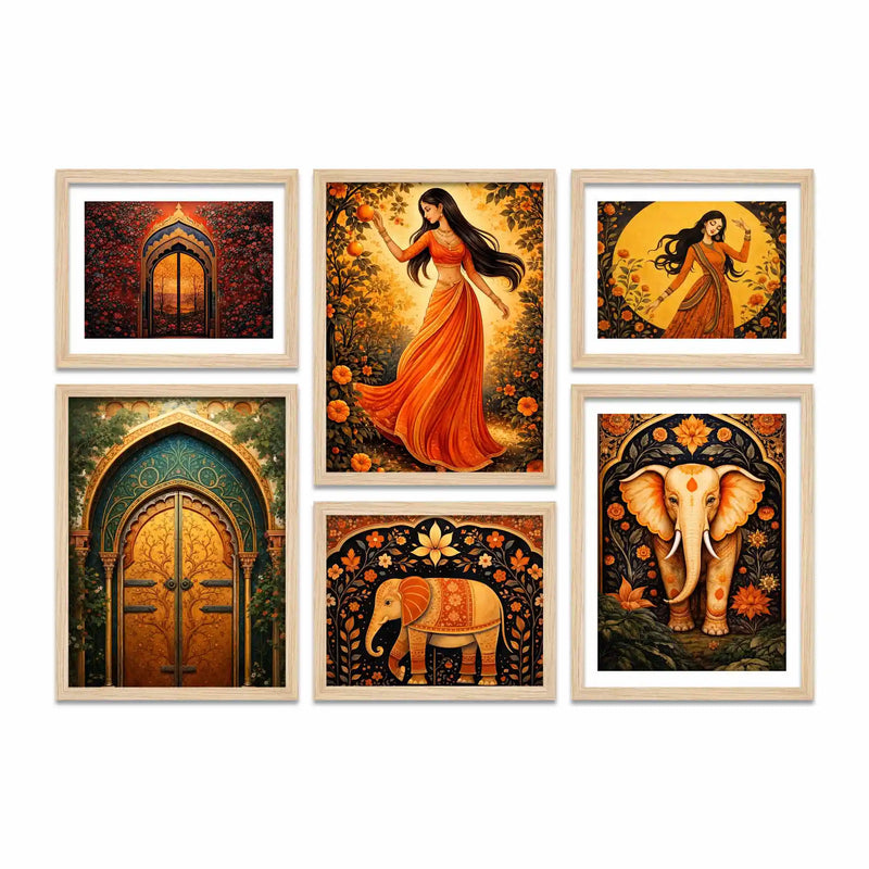 Decorative Indian Wall Art Frame Set of 6