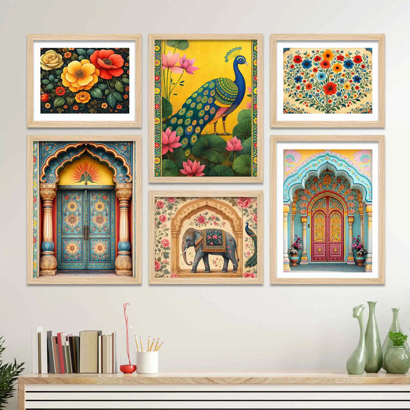 Decorative Indian Wall Art Frame Set of 6