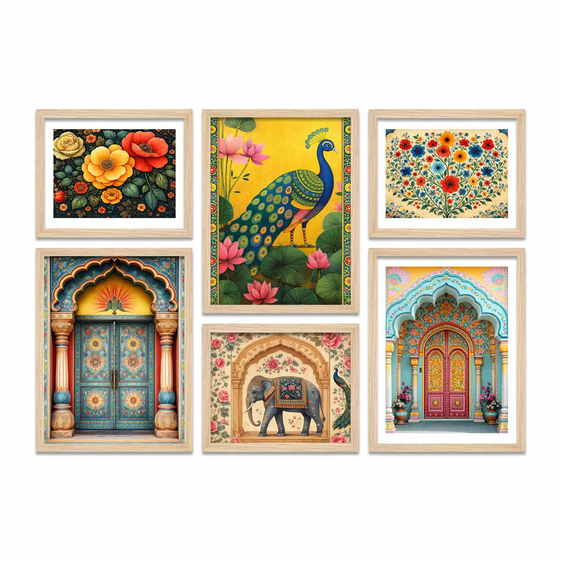 Decorative Indian Wall Art Frame Set of 6