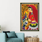 Decorative Indian Woman Canvas Painting | Traditional Wall Art