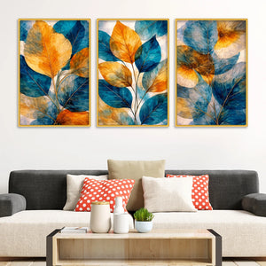 Decorative Leaves Canvas Wall Art Painting Set of Three