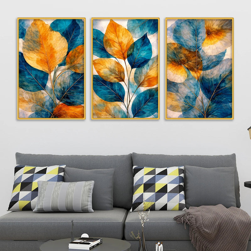 Decorative Leaves Canvas Wall Art Painting Set of Three