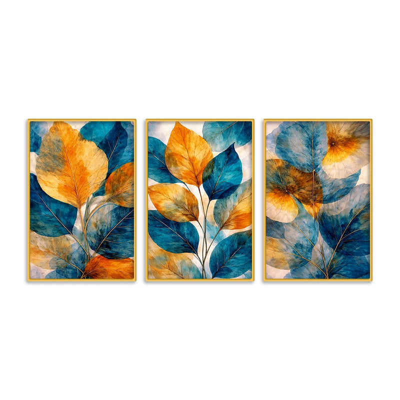 Decorative Leaves Canvas Wall Art Painting Set of Three