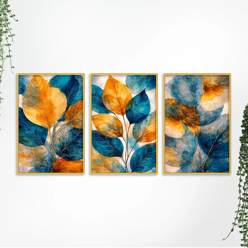 Decorative Leaves Canvas Wall Art Painting Set of Three