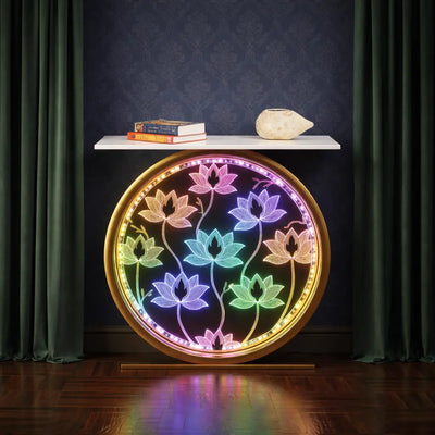 decorative-led-console-table-with-lotus-design-for-home