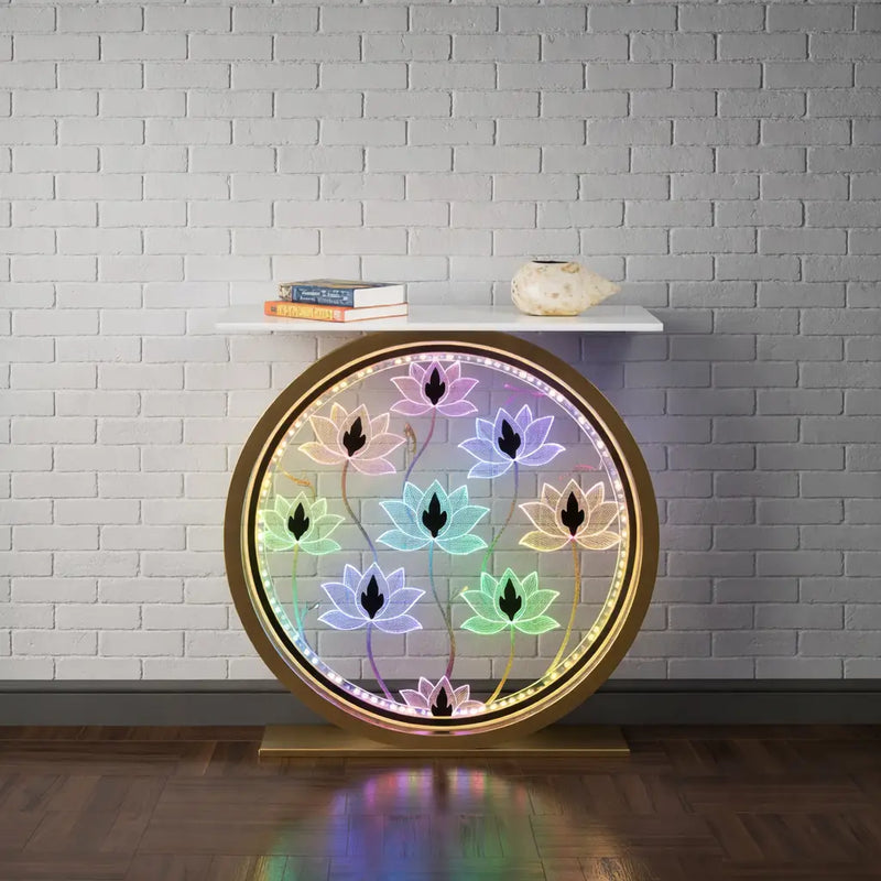 decorative-led-console-table-with-lotus-design-for-home