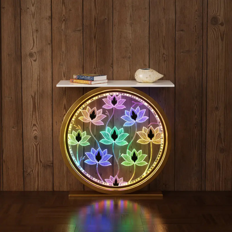 decorative-led-console-table-with-lotus-design-for-home