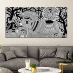 Decorative Madhubani Elephant Canvas Wall Painting