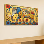 Decorative Madhubani Elephant Floral Canvas Wall Painting