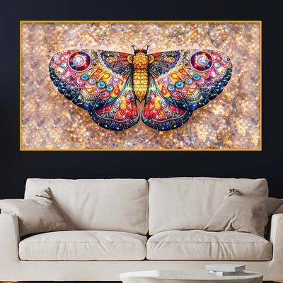 Decorative Multicolor Butterfly Wall Art Crystal Glass Painting for Elegant Home Styling
