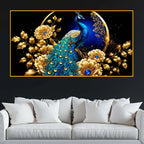 Decorative Peacock Crystal Floating Frame Wall Decor Painting