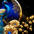 Decorative Peacock Crystal Floating Frame Wall Decor Painting