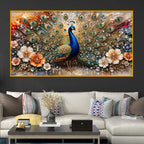 Decorative Peacock Crystal Glass Wall Painting