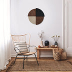 Decorative Round Panel with Carved Wood and Matte Black Finish