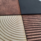 Decorative Round Panel with Carved Wood and Matte Black Finish