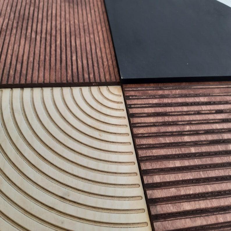 Decorative Round Panel with Carved Wood and Matte Black Finish