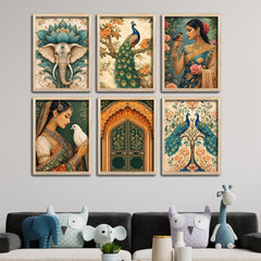 decorative-royal-indian-artwork-wall-frame-set-of-six