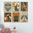 Decorative Royal Indian Artwork Wall Frame Set of Six