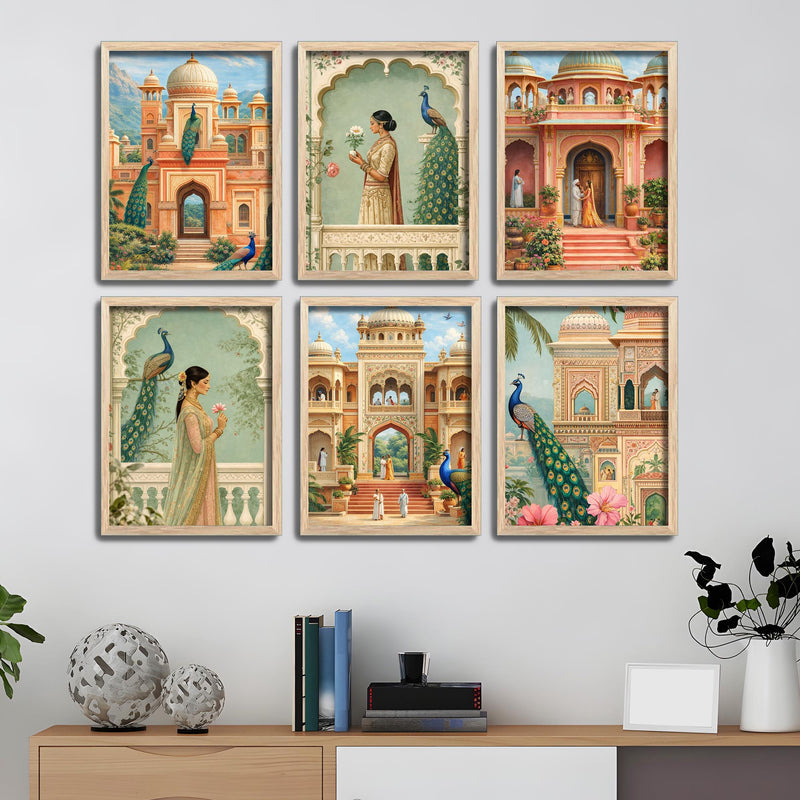Decorative Royal Palace Artwork Wall Frame Set of Six for Home Interior