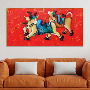 decorative-sacred-cow-canvas-painting-modern-indian-art