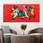 Decorative Sacred Cow Canvas Painting – Modern Indian Art