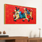 Decorative Sacred Cow Canvas Painting – Modern Indian Art