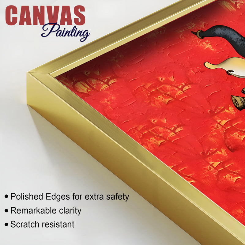 Decorative Sacred Cow Canvas Painting – Modern Indian Art