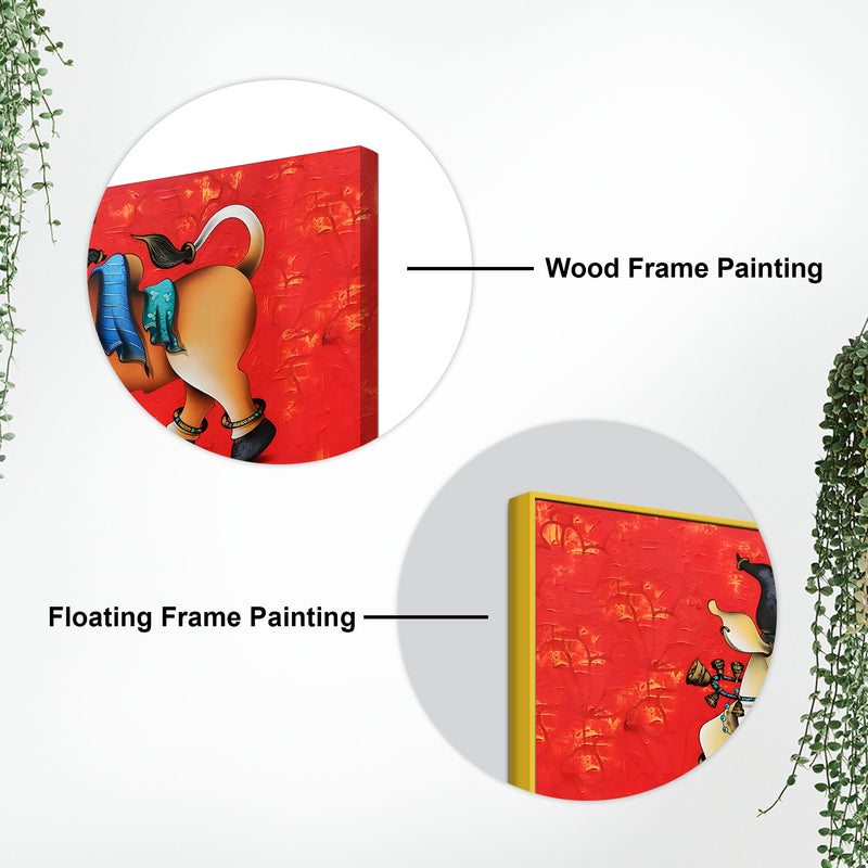 Decorative Sacred Cow Canvas Painting – Modern Indian Art