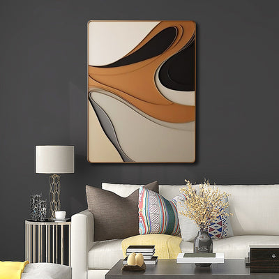 Decorative Wall Art with Carved Flowing Shapes in Monochrome Hues