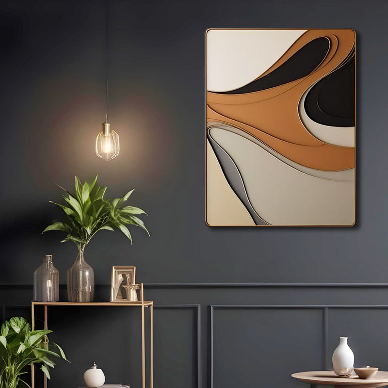 Decorative Wall Art with Carved Flowing Shapes in Monochrome Hues