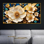 Decorative White Floral Floating Frame Crystal Wall Painting