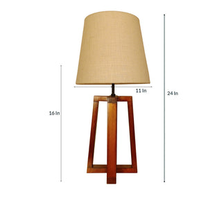 Decorative Wooden Table Lamp with Jute Shade & Brown Base