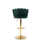 Deep Green Velvet Lounge Bar Stools with Glamorous Golden Frame