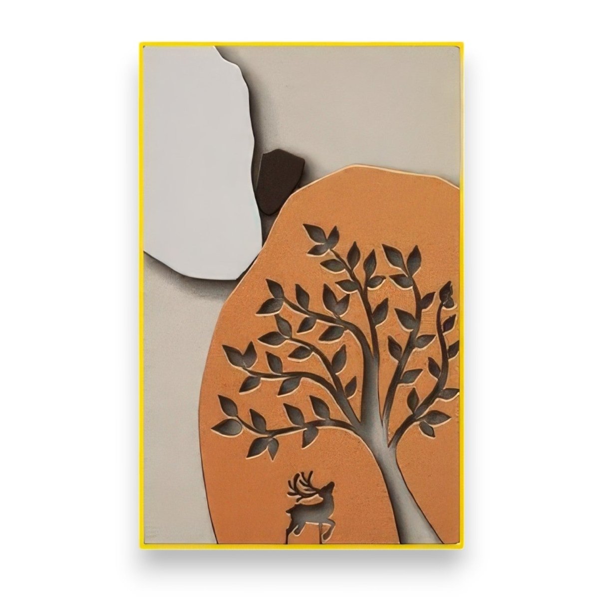 Deer Cutout in Earthy Orange Frame 3D Wall Art Home Decor