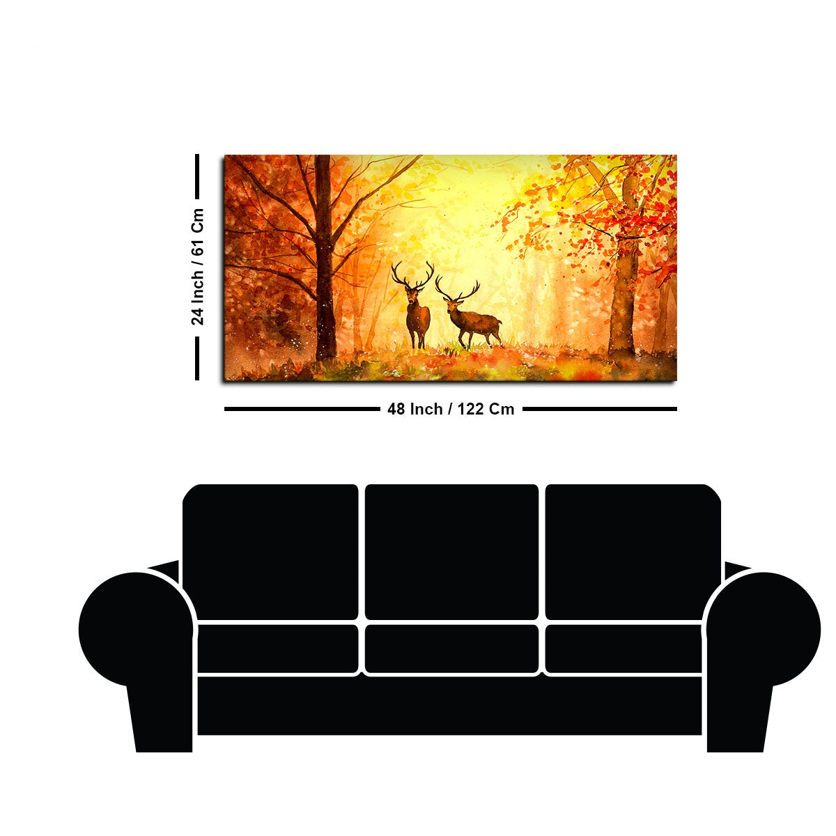 Deer in Autumn Forest Premium Canvas Wall Painting