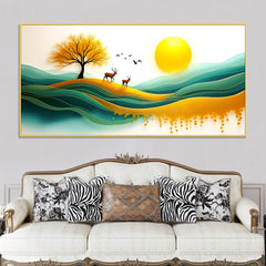 deer-sunrise-landscape-wall-painting-for-home-office