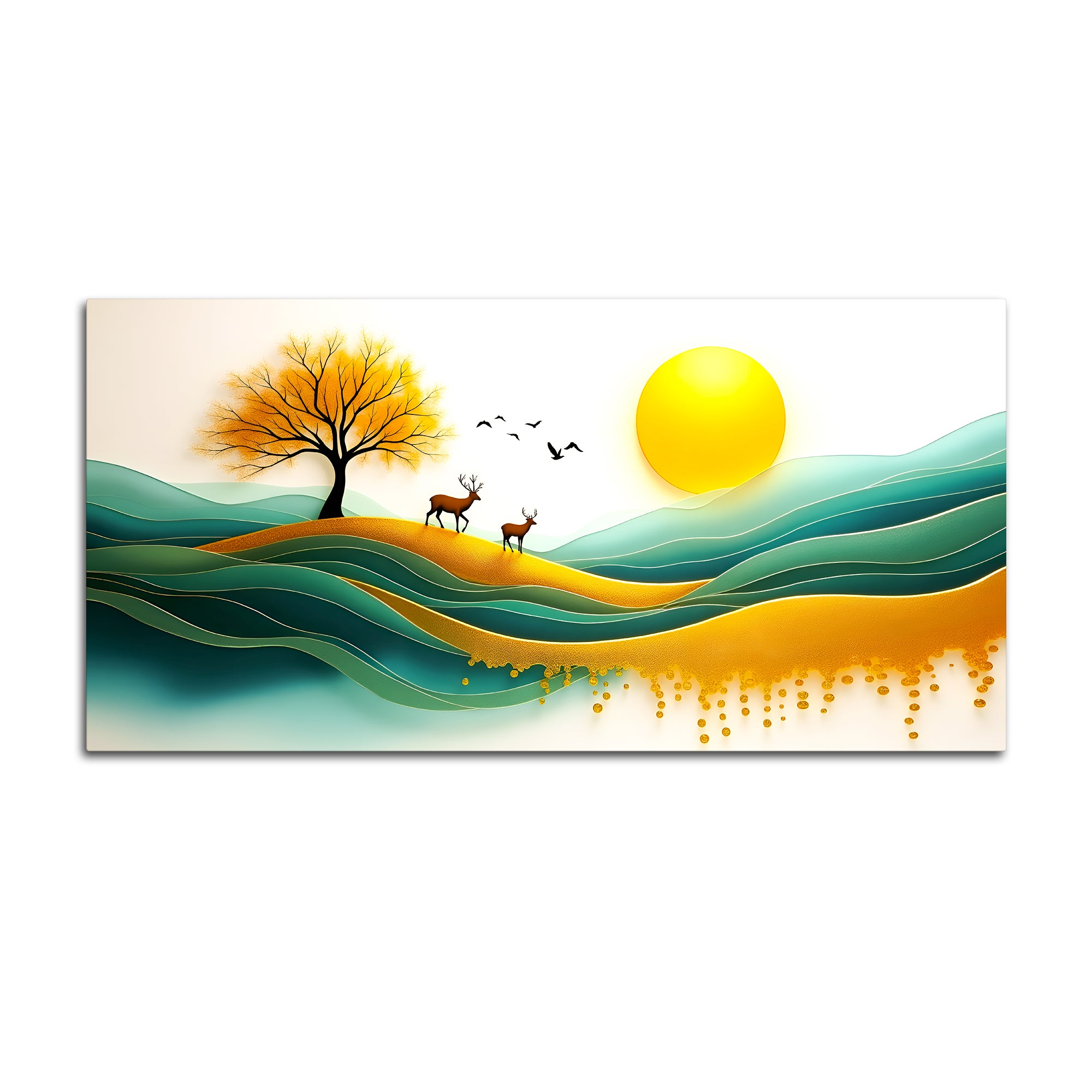 Deer Sunrise Landscape Wall Painting for Home & Office