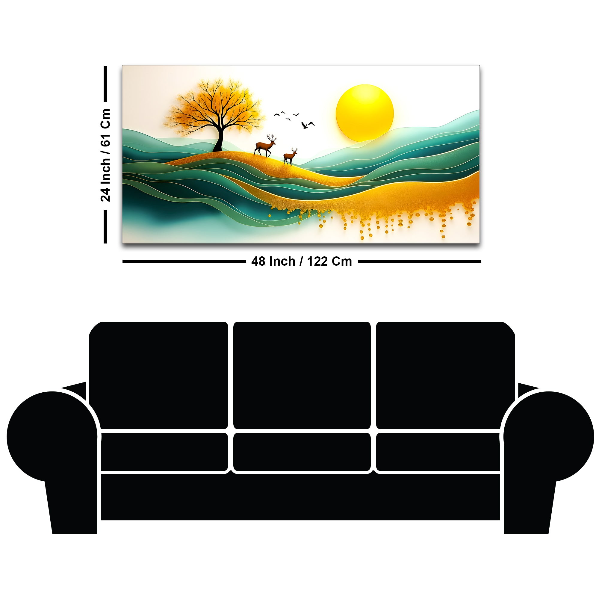 Deer Sunrise Landscape Wall Painting for Home & Office