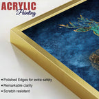 Deer Tiger Crane Gold Wildlife Acrylic Floating Frame Wall Painting Set of 3