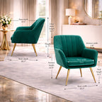 Dense Padded Bright Green Comfy Velvet Accent Chair