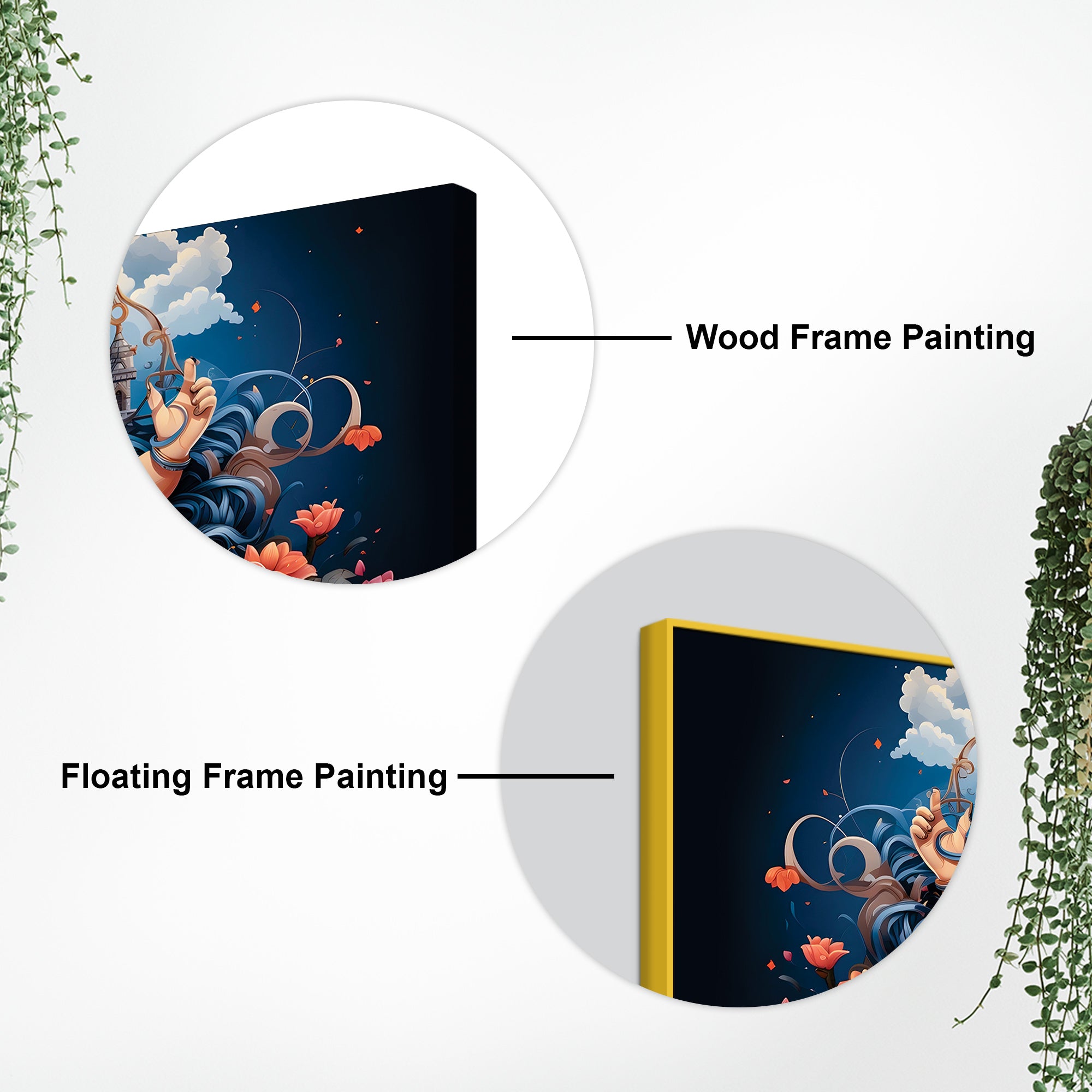 Depicting Huge Lord Shri Ganesha Temple Scene Artistic Canvas Wall Painting for Home & Office – Elegant Spiritual Wall Decor