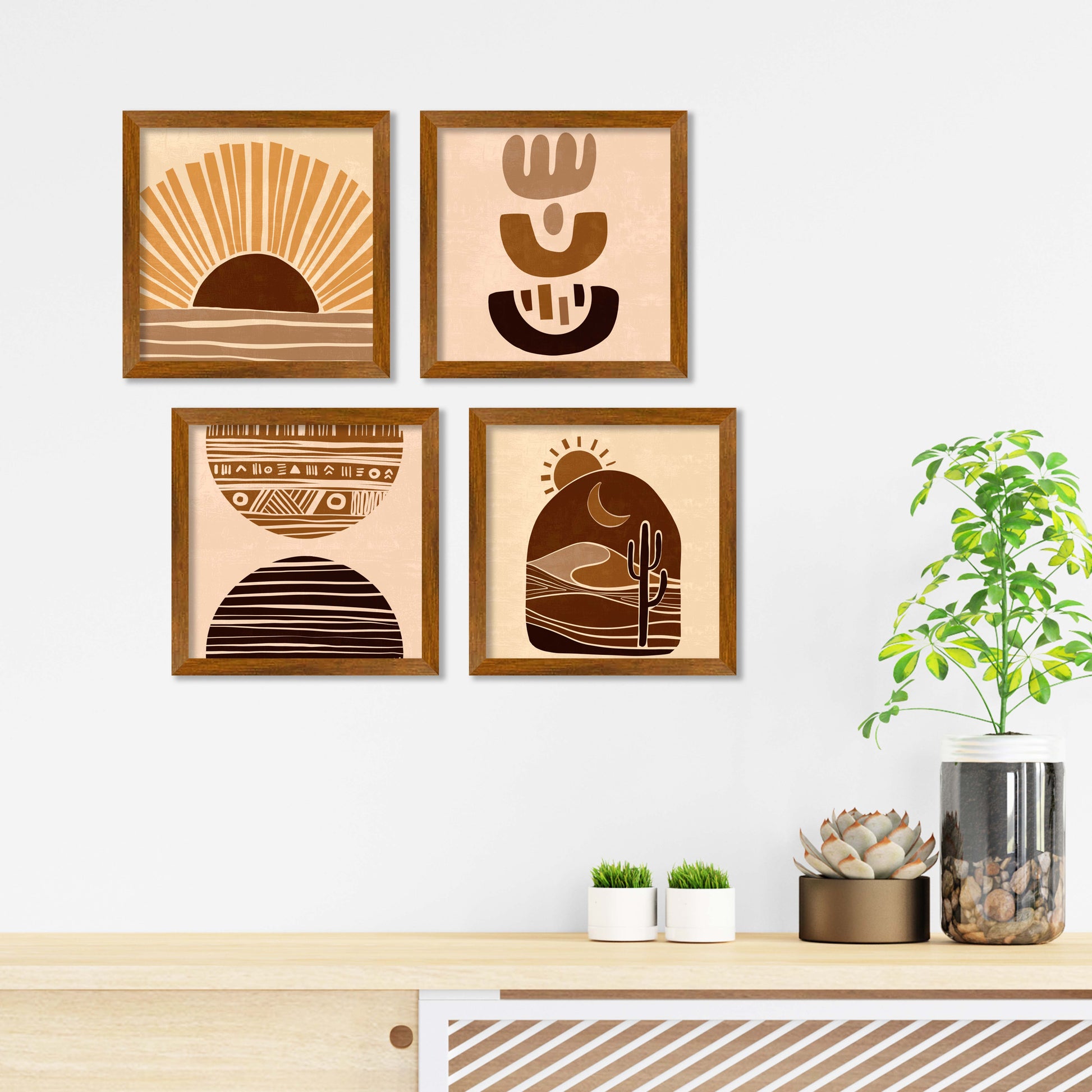 Desert Abstract Art Wall Frame Set of Four